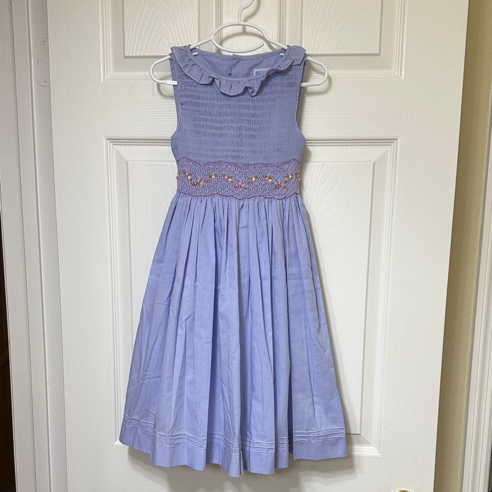 Luli & Me Lilac Smocked Floral Waistline Dress